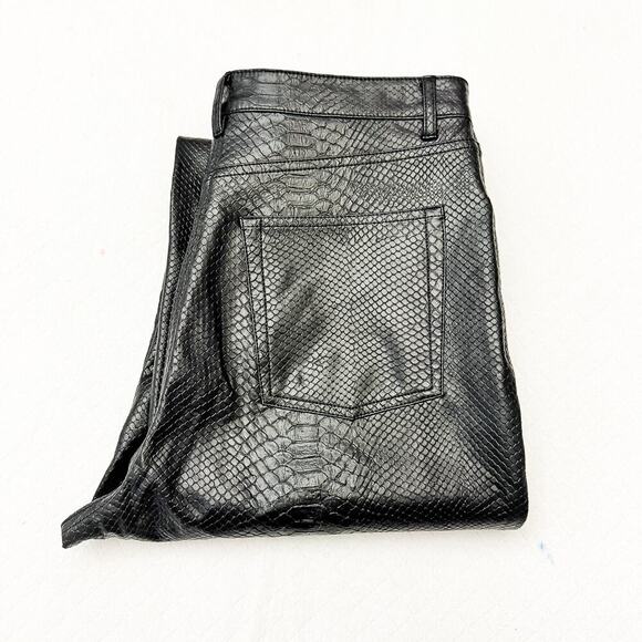 Wilfred by Aritzia Black Faux Snakeskin Patterned Wide Leg Pant Size 10 - Picture 1 of 9